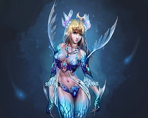 Ethereal Fantasy Woman with Translucent Wings and Ornate Armor HD wallpaper