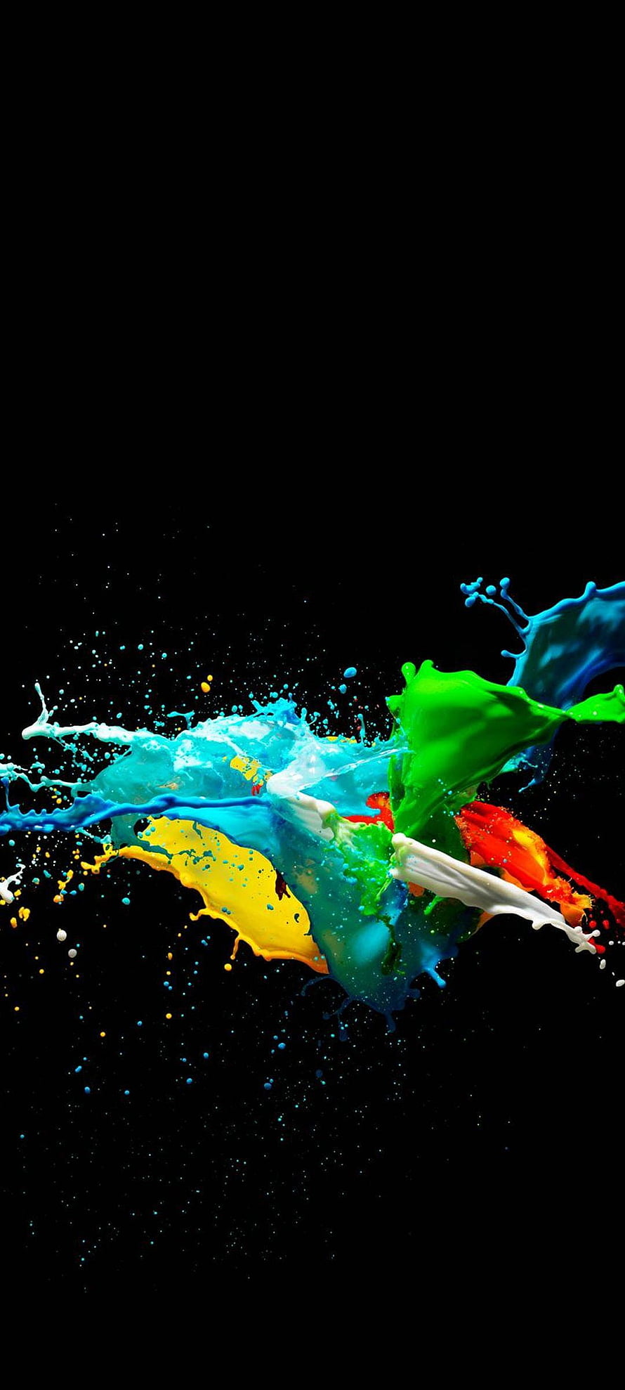 Vibrant Multicolored Paint Splash Explosion on Black Background HD phone wallpaper
