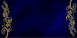 Elegant Navy Blue and Gold Ornamental Floral Frame Design HD wallpaper