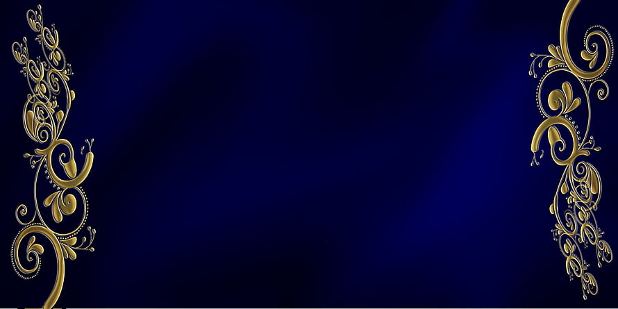 Elegant Navy Blue and Gold Ornamental Floral Frame Design HD wallpaper