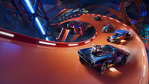 Hot Wheels Unleashed Arcade Racing Scene With Neon Track And Custom Cars HD wallpaper