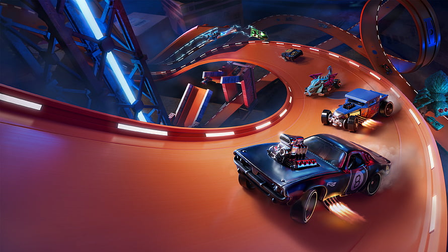 Hot Wheels Unleashed Arcade Racing Scene With Neon Track And Custom Cars HD wallpaper
