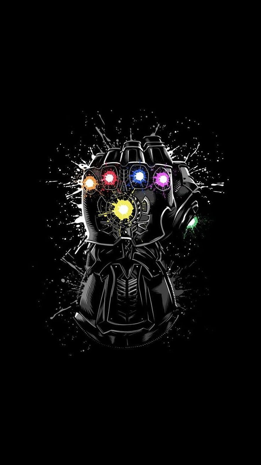 Thanos Infinity Gauntlet with Glowing Stones on Black Background HD phone wallpaper