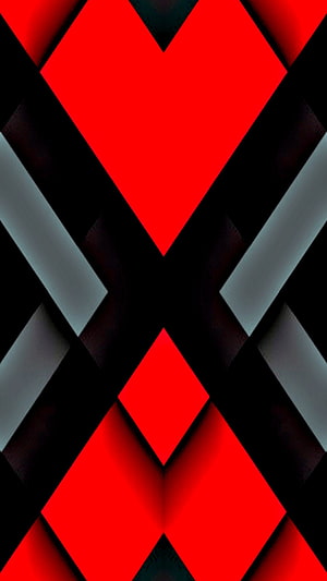 Abstract Geometric Pattern with Red Diamonds and Gray Stripes on Black Background HD phone wallpaper
