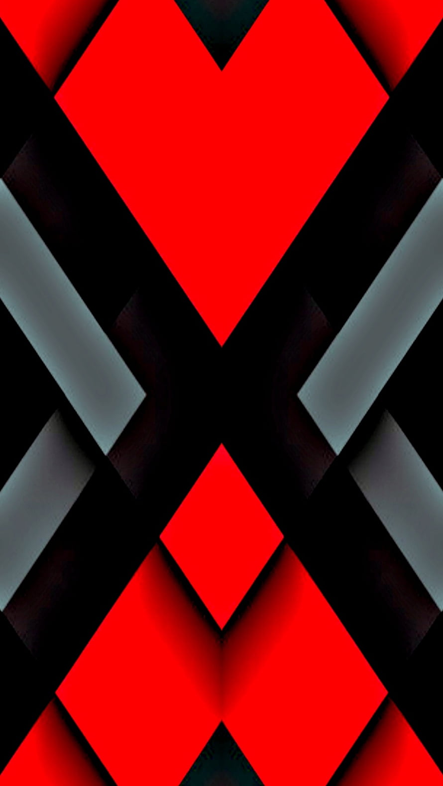 Abstract Geometric Pattern with Red Diamonds and Gray Stripes on Black Background HD phone wallpaper
