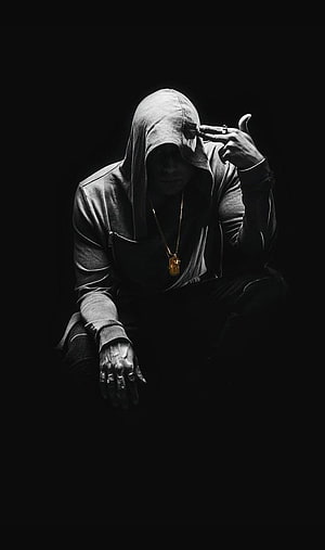 Moody Portrait of a Hooded Man Smoking a Cigarette in Dramatic Black and White Lighting, Dark Attitude Boy. Dark graphy, Scary , Cute black , African Boy HD phone wallpaper