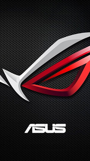 Asus ROG Eye Logo on Black Mesh Background with Red and Silver Accents HD phone wallpaper