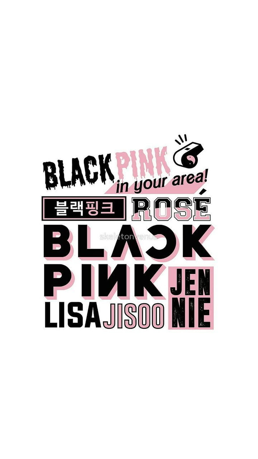 Blackpink In Your Area Typography Poster with Member Names and Pink Black Design HD phone wallpaper