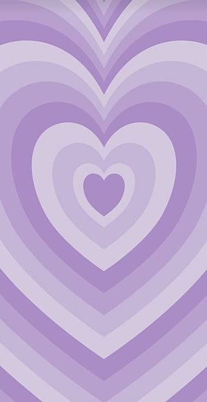 Concentric Purple Heart Pattern with Soft Lavender Gradient and Minimalist Aesthetic Design HD phone wallpaper