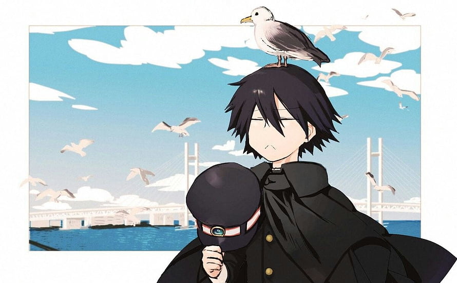 Bungo Stray Dogs Anime Artwork Featuring Edogawa Ranpo and Atsushi Nakajima with Seagulls HD wallpaper