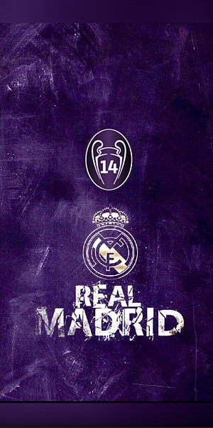 Real Madrid 14 Champions League Titles Purple Grunge Background HD phone wallpaper
