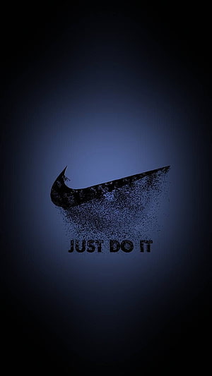 Nike Swoosh Logo Dissolving Into Particles With Just Do It Slogan On Dark Blue Background HD phone wallpaper