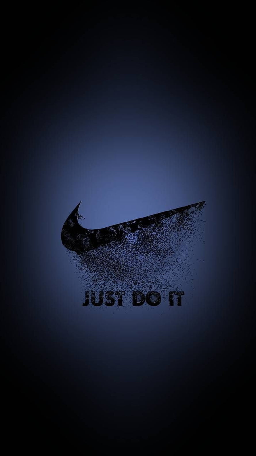 Nike Swoosh Logo Dissolving Into Particles With Just Do It Slogan On Dark Blue Background HD phone wallpaper