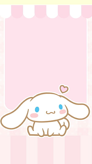 Cinnamoroll Sanrio Character Sitting Under Pink Awning With Heart HD phone wallpaper