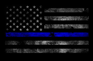 Grungy Thin Blue Line American Flag Design with Distressed Texture and Single Blue Stripe HD wallpaper