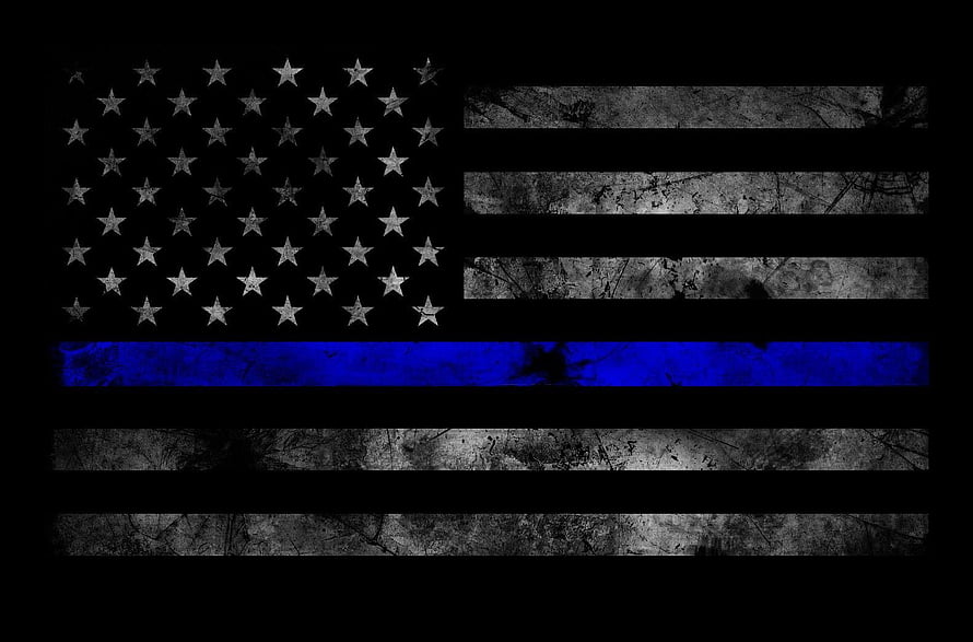 Grungy Thin Blue Line American Flag Design with Distressed Texture and Single Blue Stripe HD wallpaper