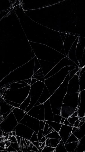 Shattered Glass Texture on Black Background with Intricate Fracture Patterns HD phone wallpaper