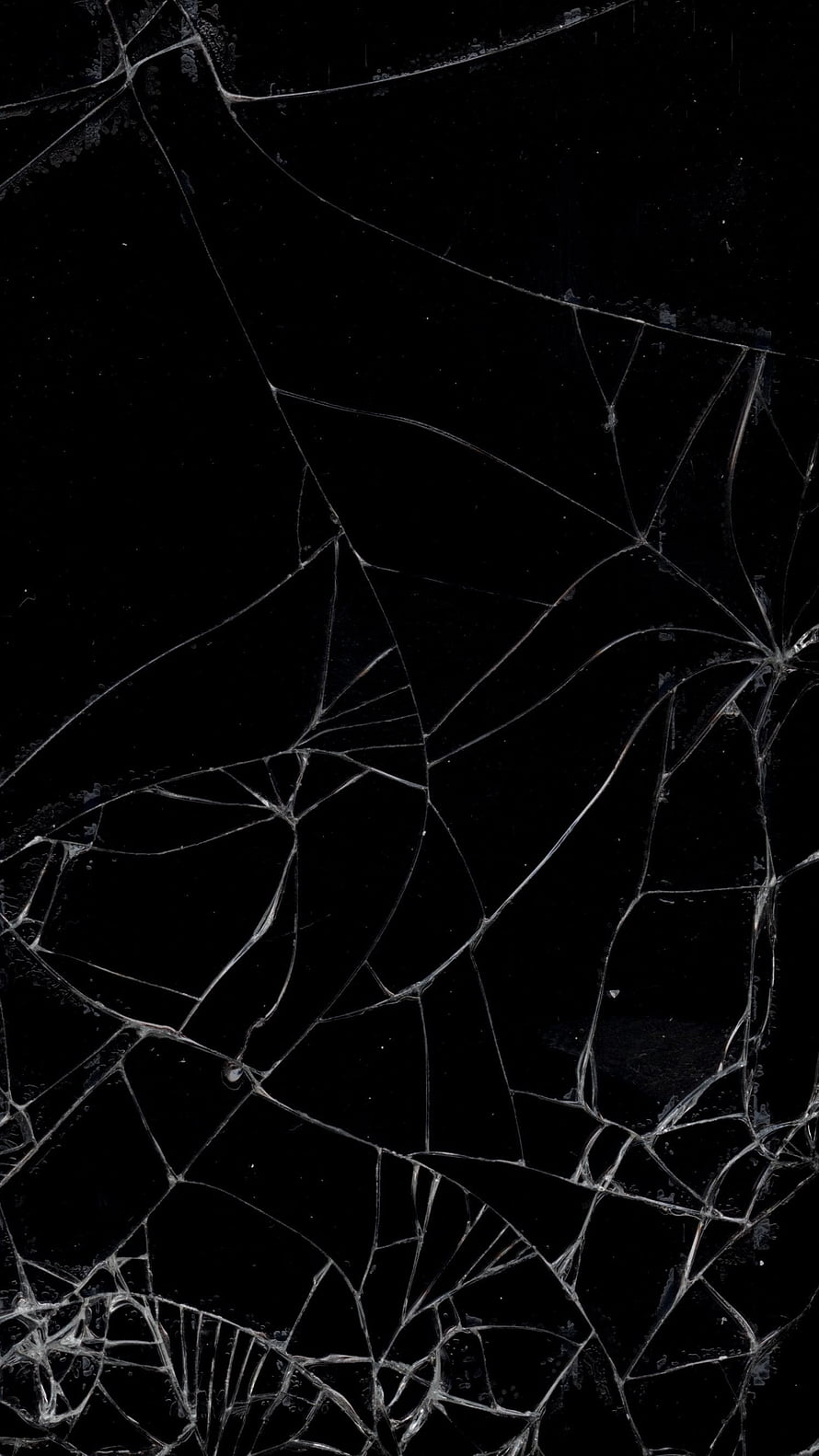 Shattered Glass Texture on Black Background with Intricate Fracture Patterns HD phone wallpaper