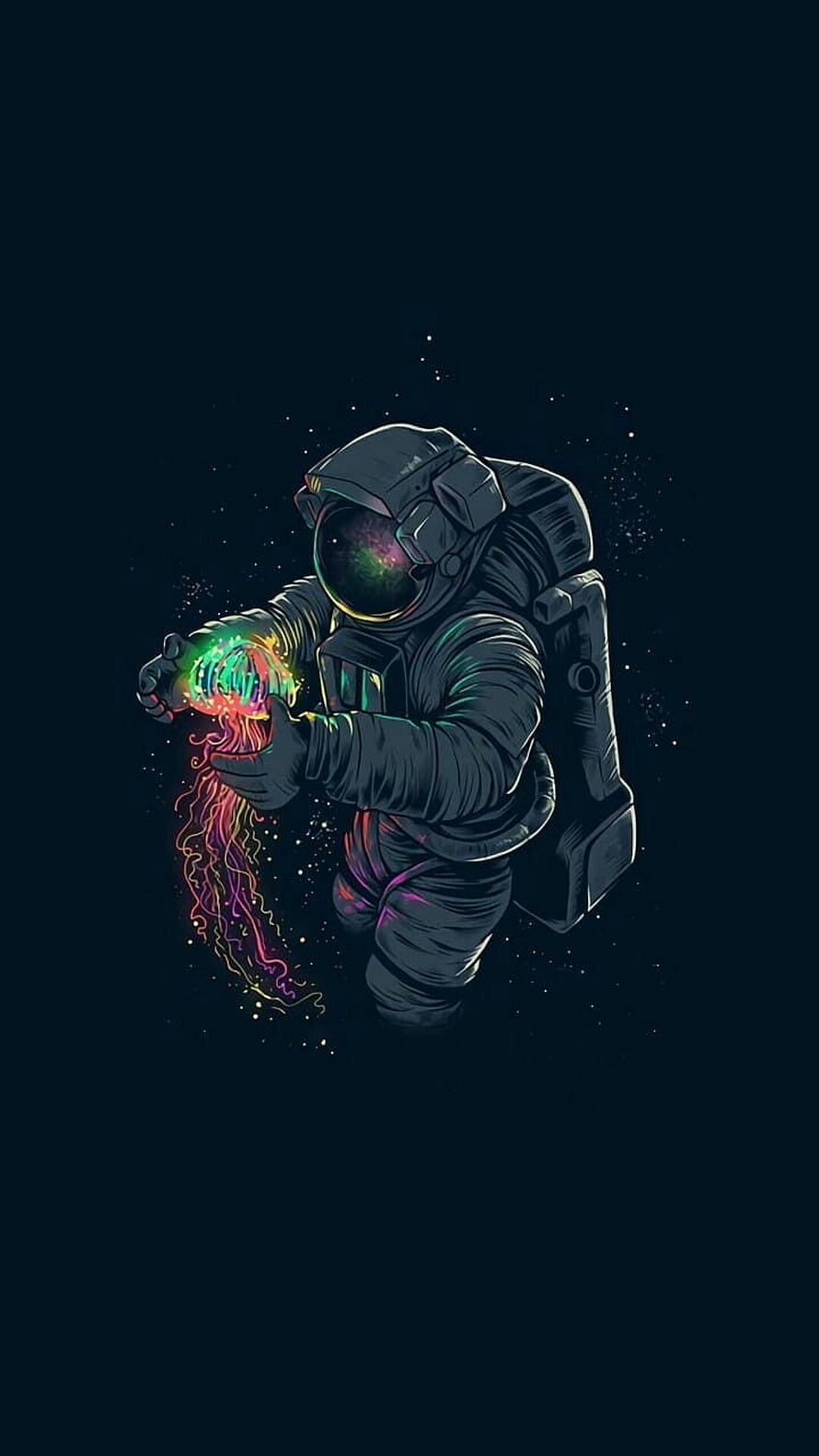 Astronaut Holding Glowing Nebula Sphere in Deep Space Digital Illustration HD phone wallpaper