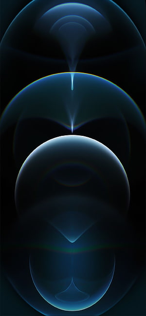 Abstract Dark Blue Geometric Orbs with Soft Glow and Symmetrical Light Patterns HD phone wallpaper