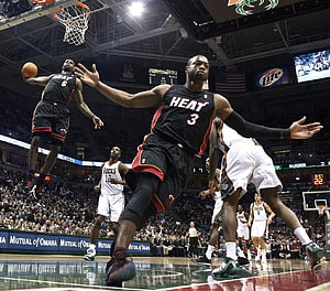 Dwyane Wade and LeBron James in Miami Heat Black Jerseys During NBA Game HD wallpaper