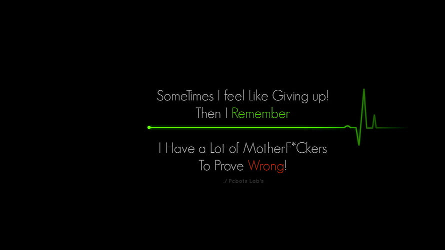 Motivational Hacker Quote with Green EKG Line on Black Background HD wallpaper