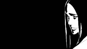 Unohana Retsu from Bleach in High Contrast Black and White Anime Portrait HD wallpaper