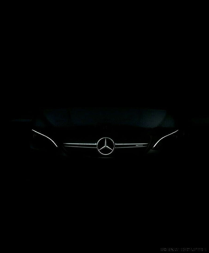 Mercedes-Benz Front Grille and Emblem Illuminated in Darkness HD phone wallpaper