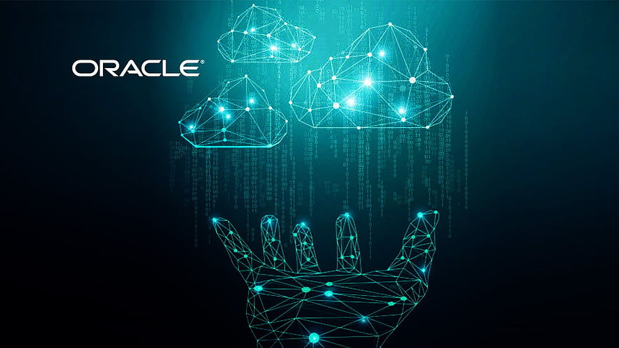 Oracle Cloud Digital Hand Reaching for Networked Cloud Infrastructure HD wallpaper