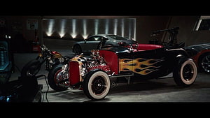 Tony Stark Hot Rod with Flame Paint Job in Iron Man Garage HD wallpaper