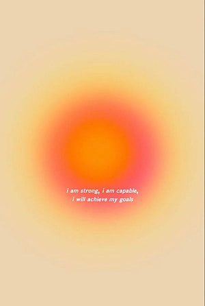 Warm Orange Aura Glow with Motivational Affirmation Text on Soft Beige Background HD phone wallpaper