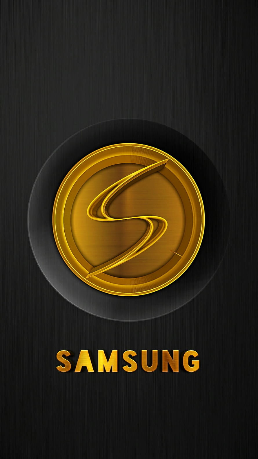 Samsung Galaxy Gold Emblem on Dark Brushed Metal Background HD phone wallpaper