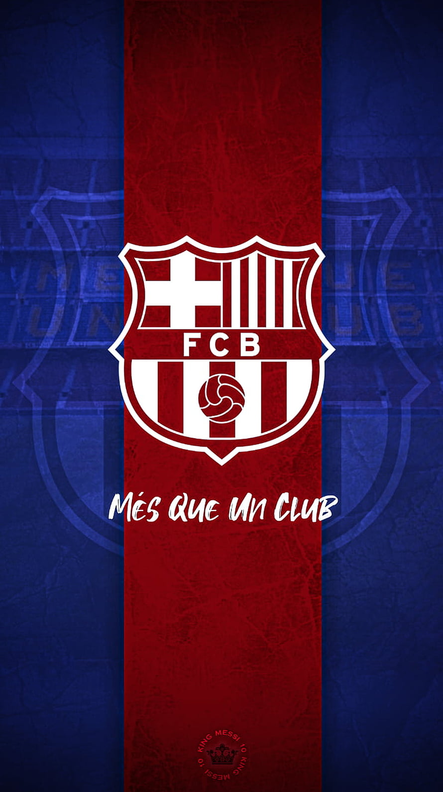 FC Barcelona Club Crest with Més Que Un Club Motto on Textured Red and Blue Background HD phone wallpaper