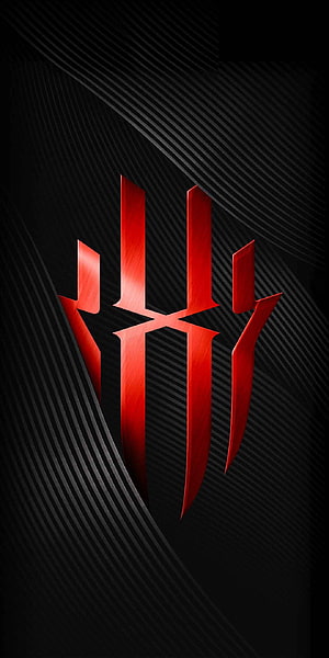 Nubia Red Magic Gaming Phone Logo on Dark Carbon Fiber Background HD phone wallpaper