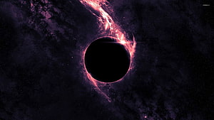 Vibrant Black Hole with Glowing Accretion Disk in Deep Space HD wallpaper