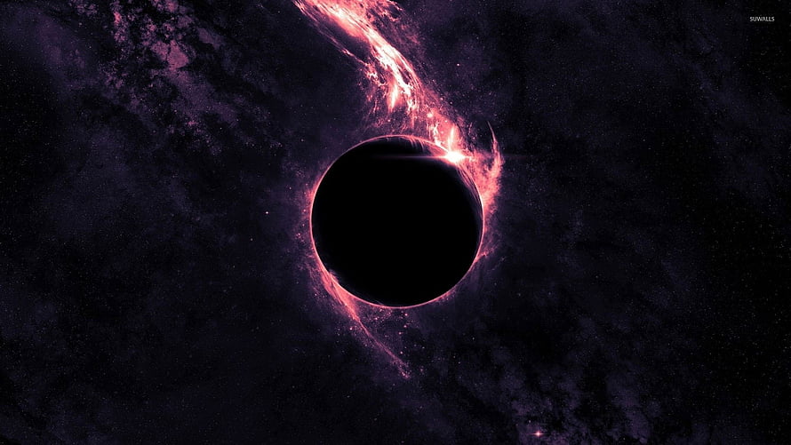 Vibrant Black Hole with Glowing Accretion Disk in Deep Space HD wallpaper