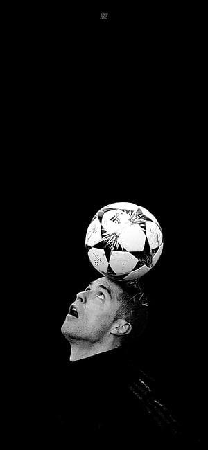 Cristiano Ronaldo Head Ball Black and White Portrait HD phone wallpaper