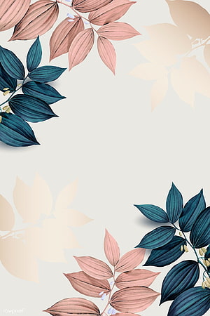 Elegant Pastel Pink and Teal Botanical Leaf Pattern with Soft Watercolor Texture HD phone wallpaper