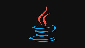 Java Programming Language Logo with Steaming Coffee Cup Icon on Black Background HD wallpaper