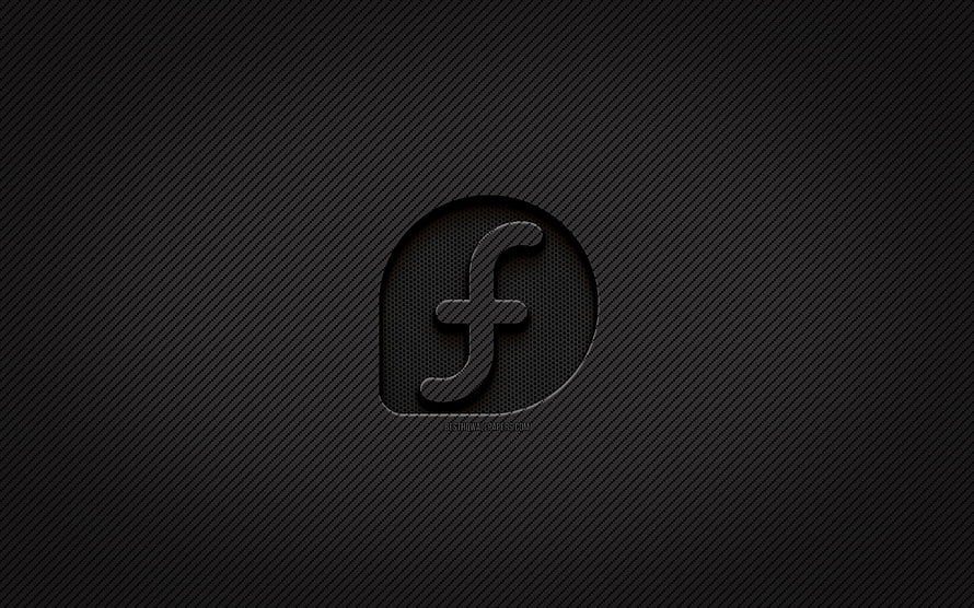 Fedora Linux Carbon Fiber Logo on Dark Textured Background HD wallpaper