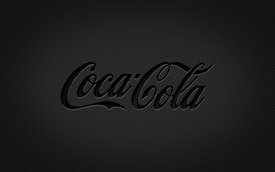 Coca-Cola Script Logo on Dark Carbon Fiber Texture Background HD wallpaper