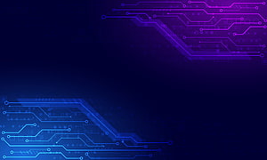 Neon Circuit Board Technology Background with Purple and Blue Light Traces HD wallpaper