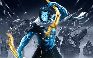 Lord Rama Drawing Shiva's Bow in Epic Mythological Battle Scene HD wallpaper
