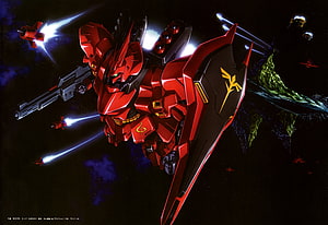 MSN-04 Sazabi Mobile Suit in Space Combat from Mobile Suit Gundam HD wallpaper