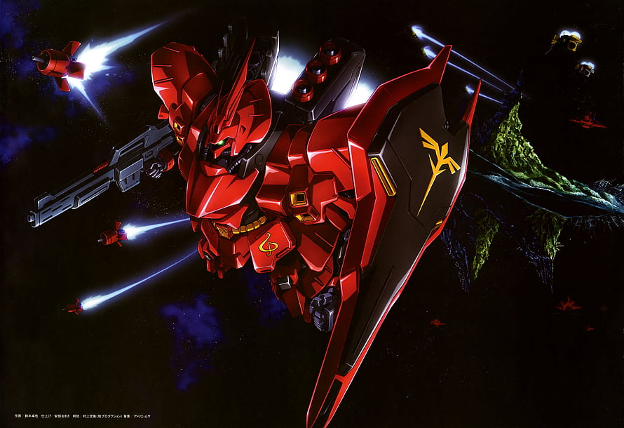 MSN-04 Sazabi Mobile Suit in Space Combat from Mobile Suit Gundam HD wallpaper