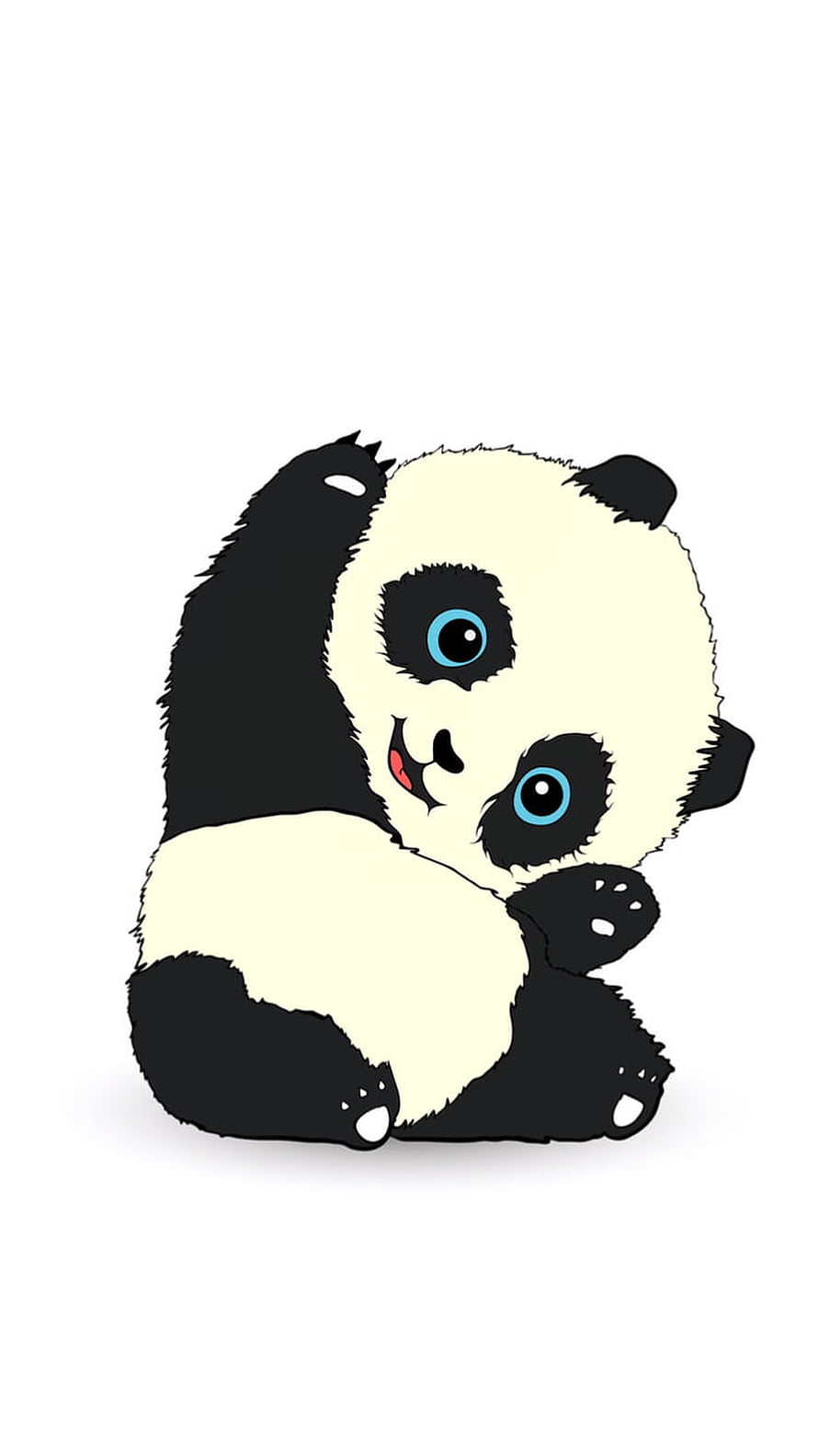 Cute Cartoon Panda Bear Illustration with Blue Eyes on White Background HD phone wallpaper