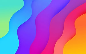 Vibrant Material Design Abstract Waves with Smooth Color Gradients and Layered Geometric Shapes HD wallpaper