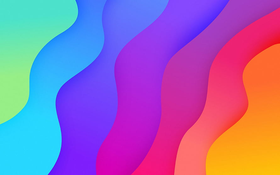 Vibrant Material Design Abstract Waves with Smooth Color Gradients and Layered Geometric Shapes HD wallpaper