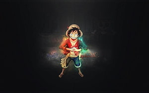 Monkey D. Luffy from One Piece in a dramatic dark anime illustration with glowing effects HD wallpaper