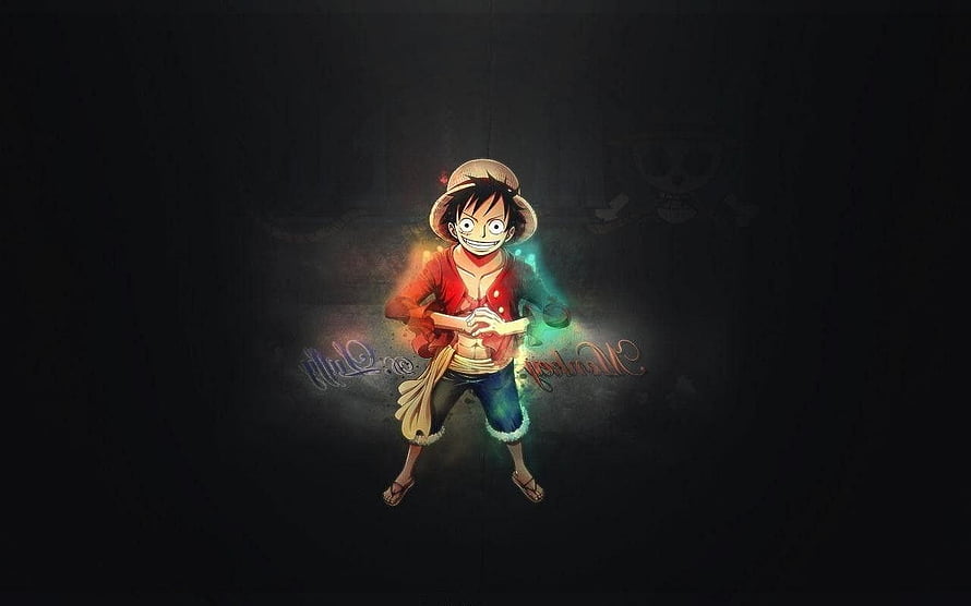 Monkey D. Luffy from One Piece in a dramatic dark anime illustration with glowing effects HD wallpaper
